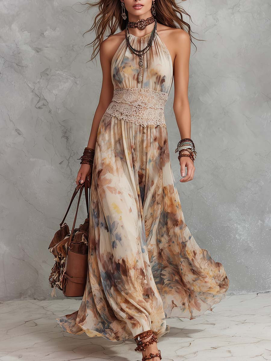 Bianca  | Stylish Lace Trim Maxi Dress
