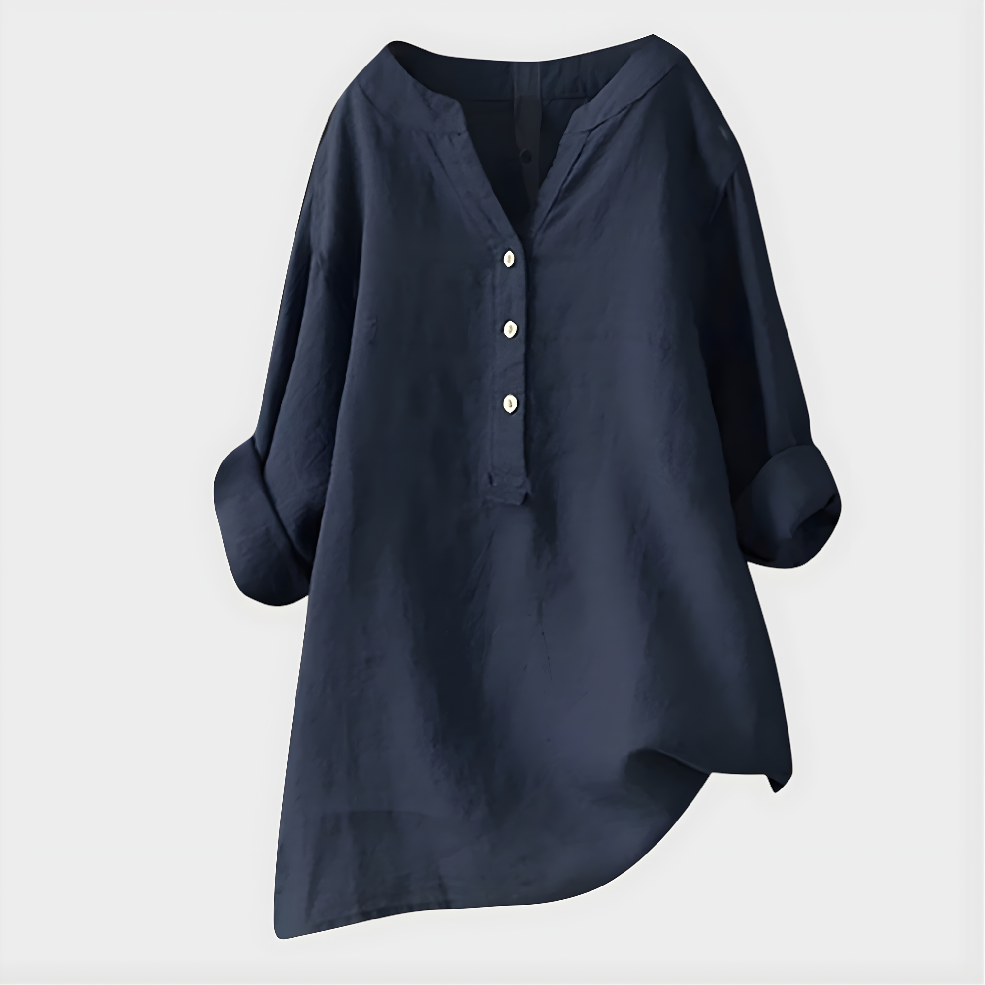 Nikki - Elegant Cotton-Linen V-Neck Blouse