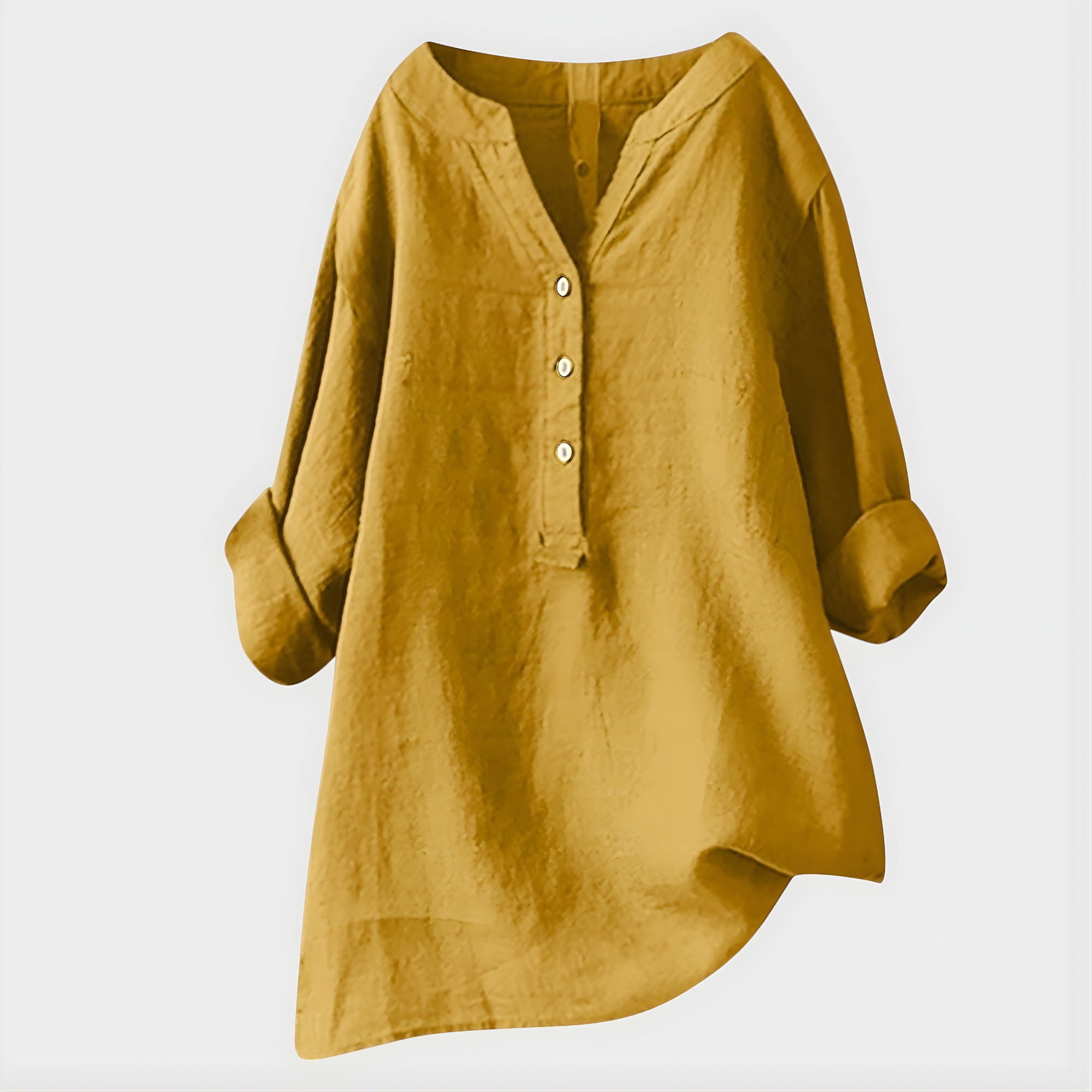Nikki - Elegant Cotton-Linen V-Neck Blouse