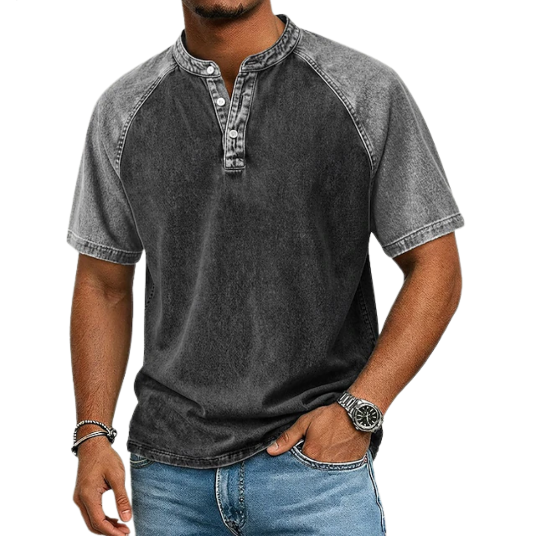 Tim - Vintage Two-Tone Henley Shirt