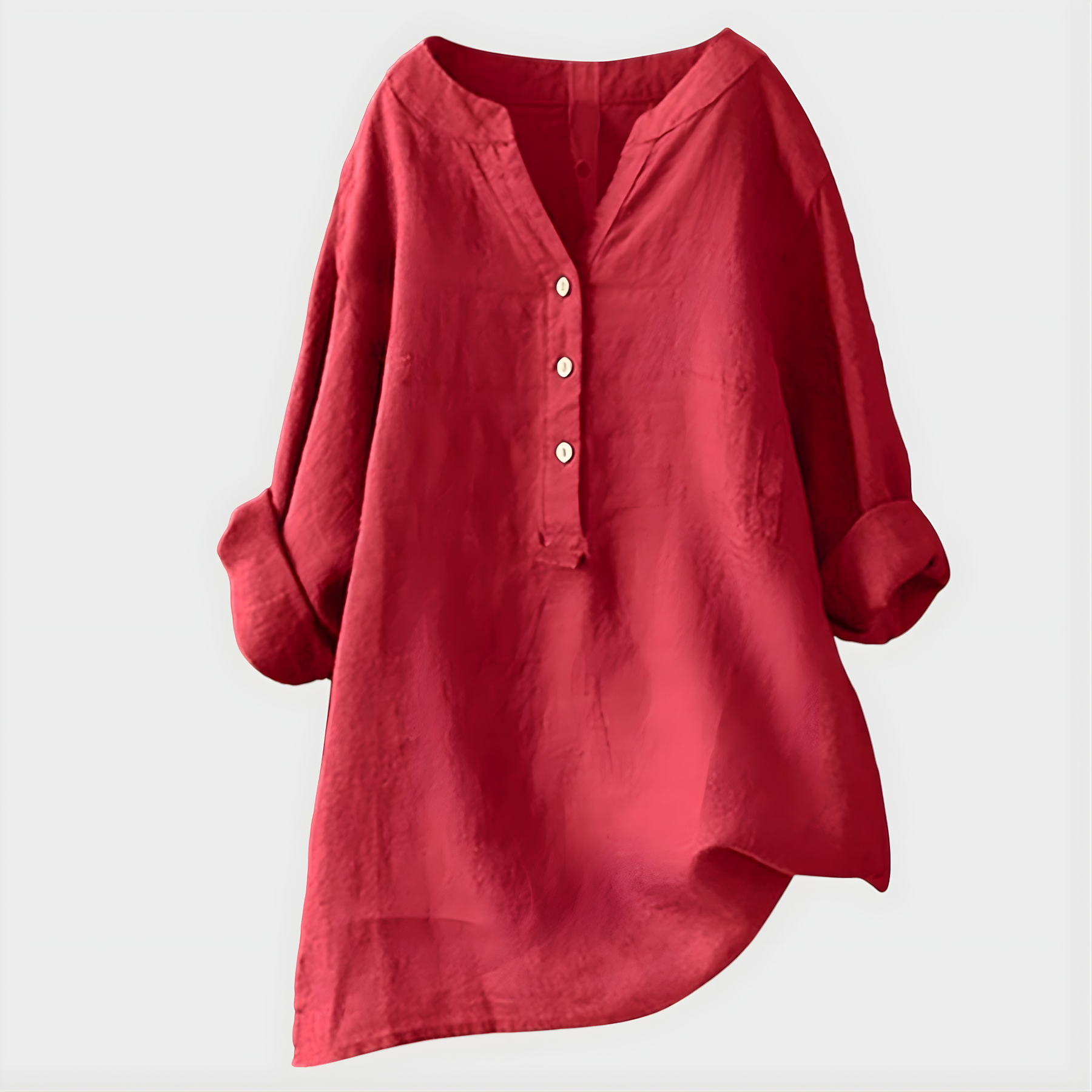 Nikki - Elegant Cotton-Linen V-Neck Blouse