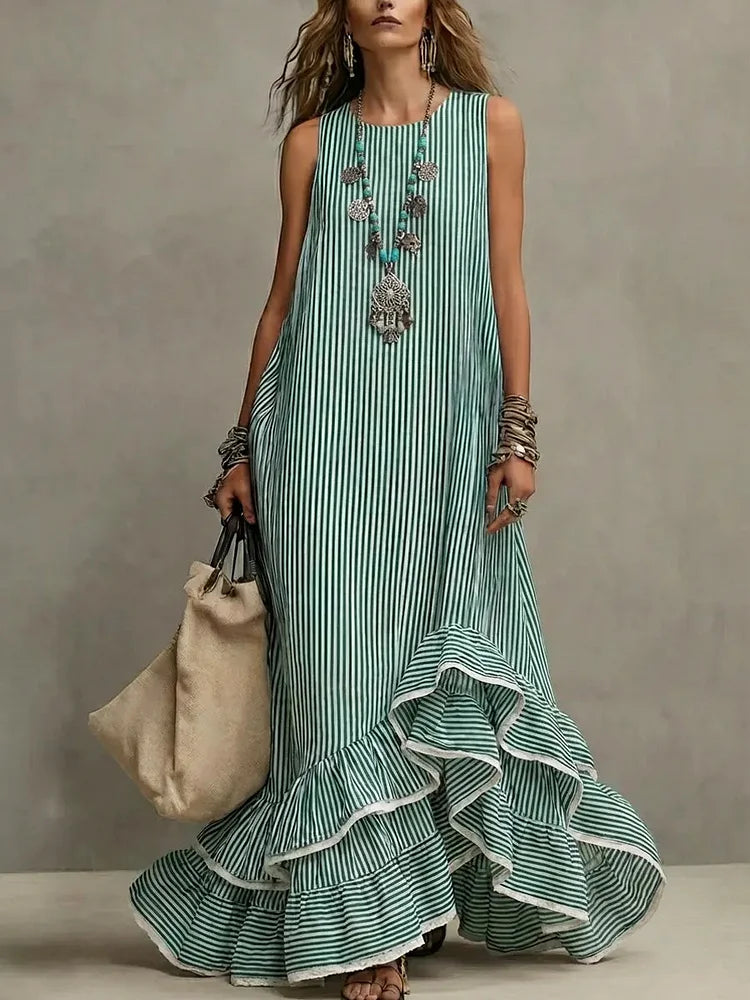 Grace  | Retro Ruffled Casual Maxi Dress