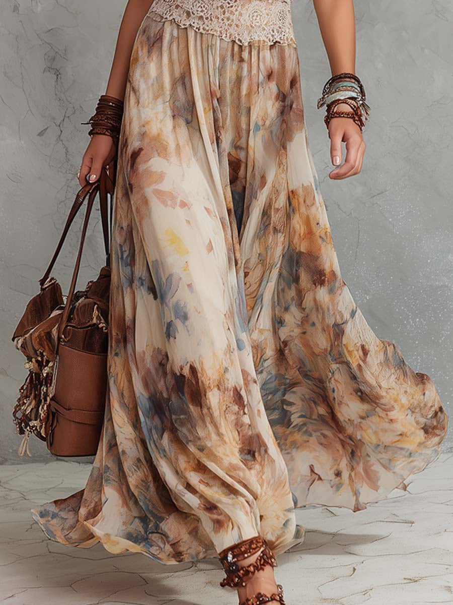 Bianca  | Stylish Lace Trim Maxi Dress