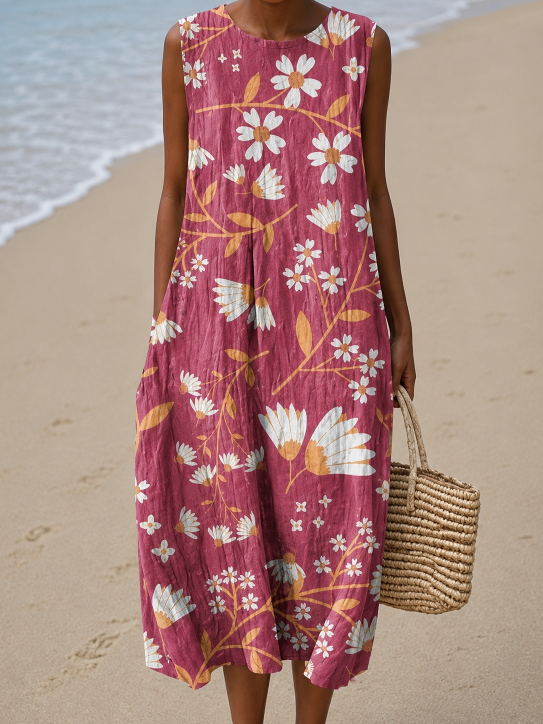 Charlotte - Women's Sleeveless Printed Midi Casual Dress