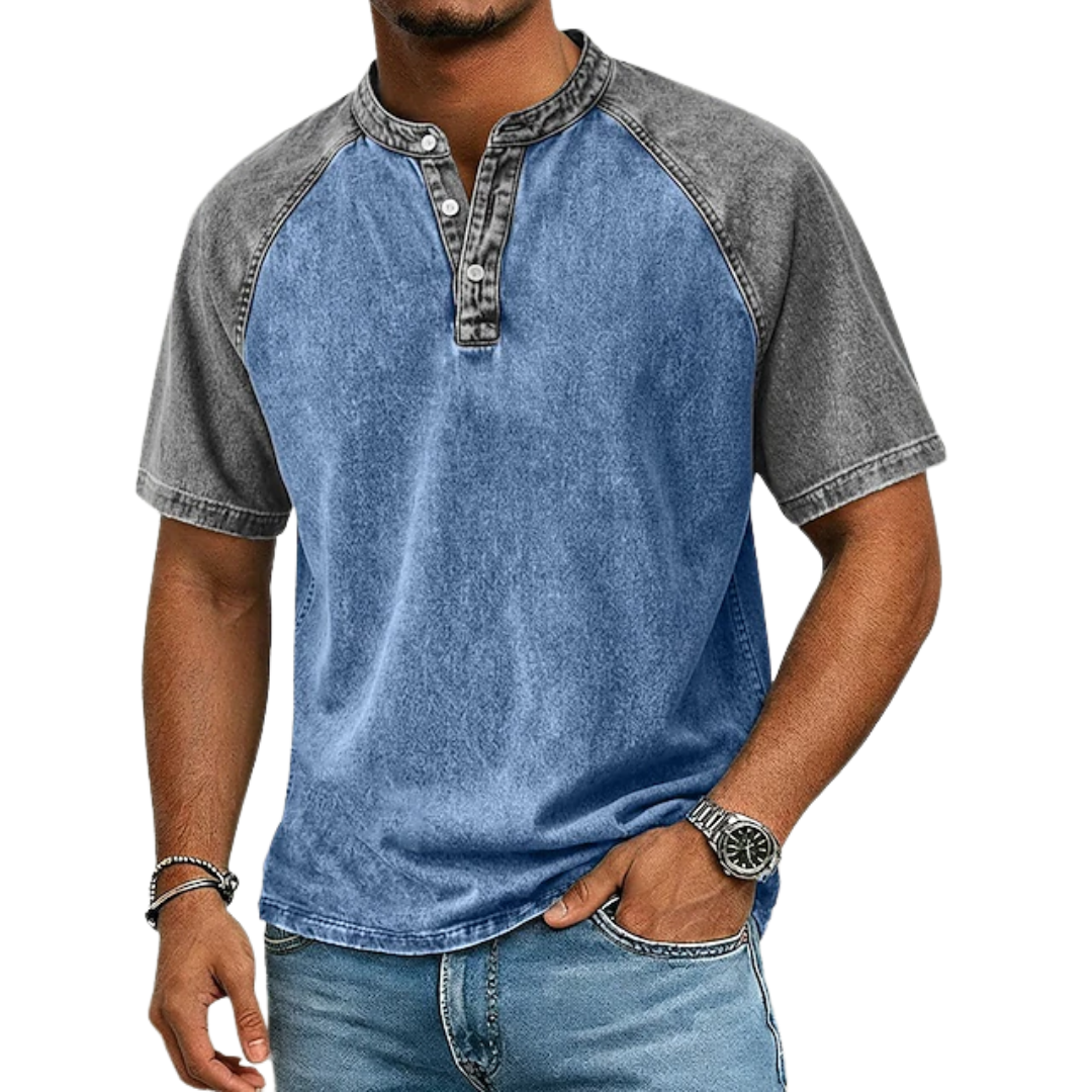 Tim - Vintage Two-Tone Henley Shirt