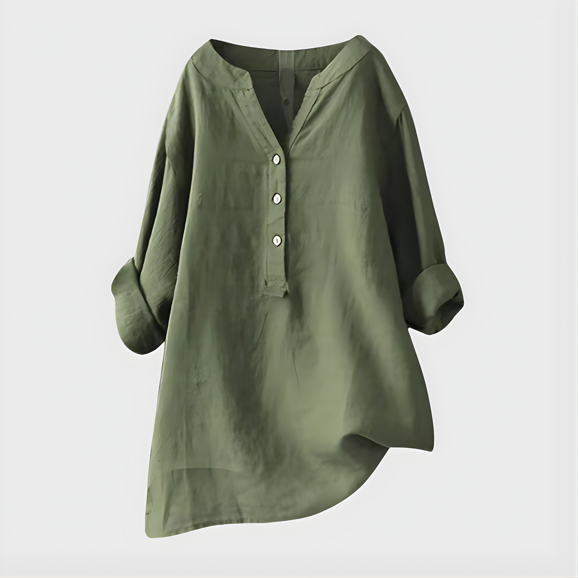Nikki - Elegant Cotton-Linen V-Neck Blouse