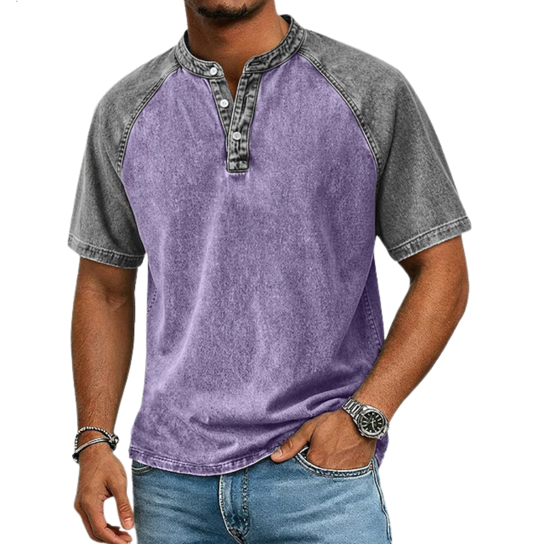 Tim - Vintage Two-Tone Henley Shirt