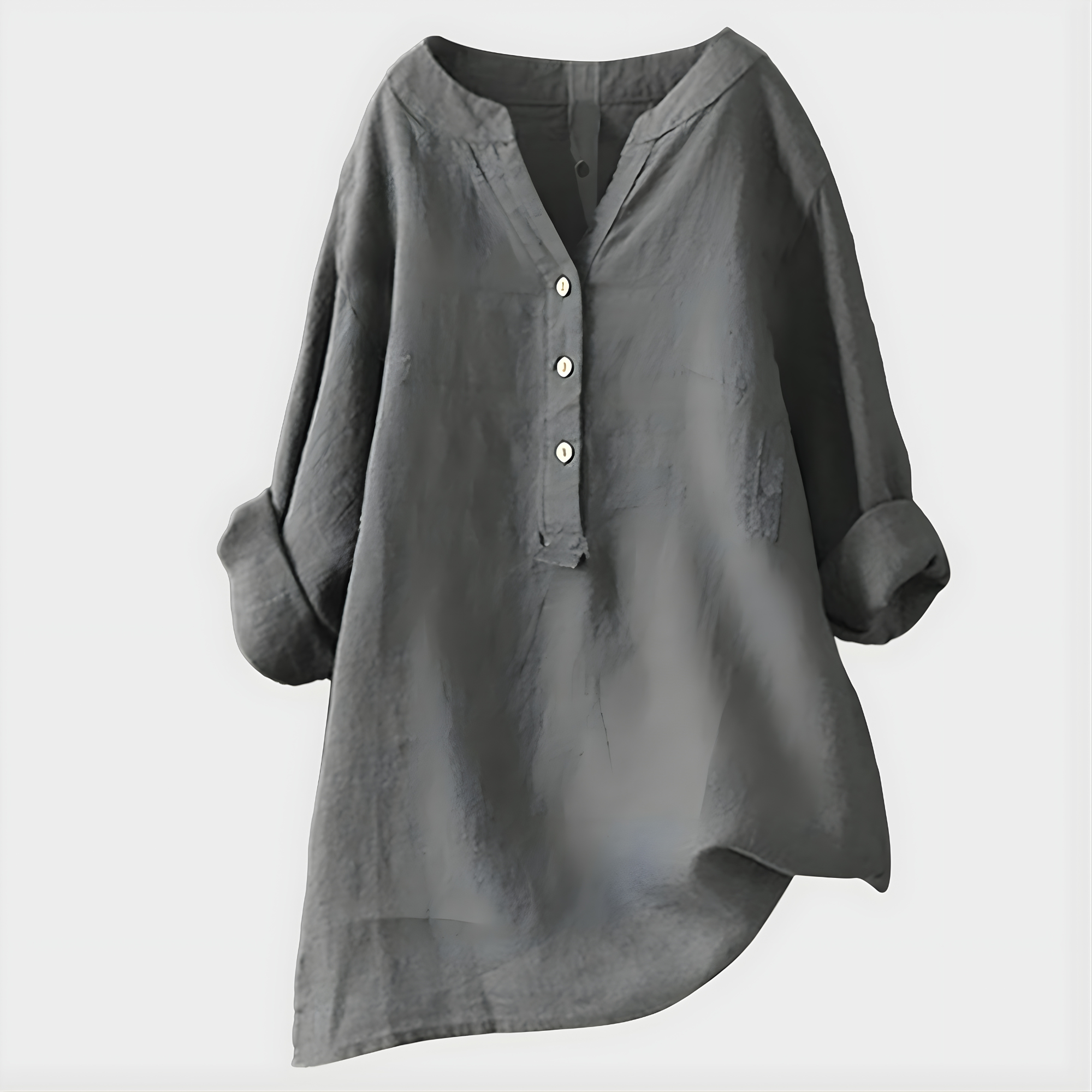 Nikki - Elegant Cotton-Linen V-Neck Blouse