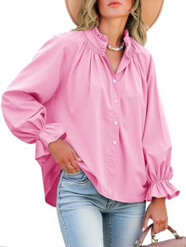 Livia - Cotton Puff Sleeve Button Down Blouse