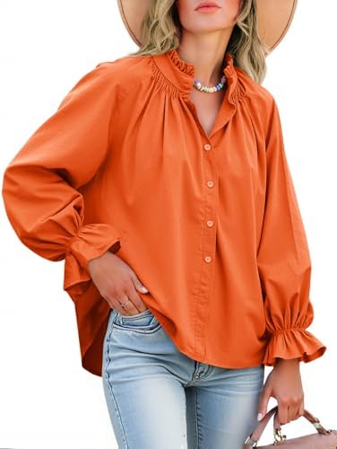 Livia - Cotton Puff Sleeve Button Down Blouse