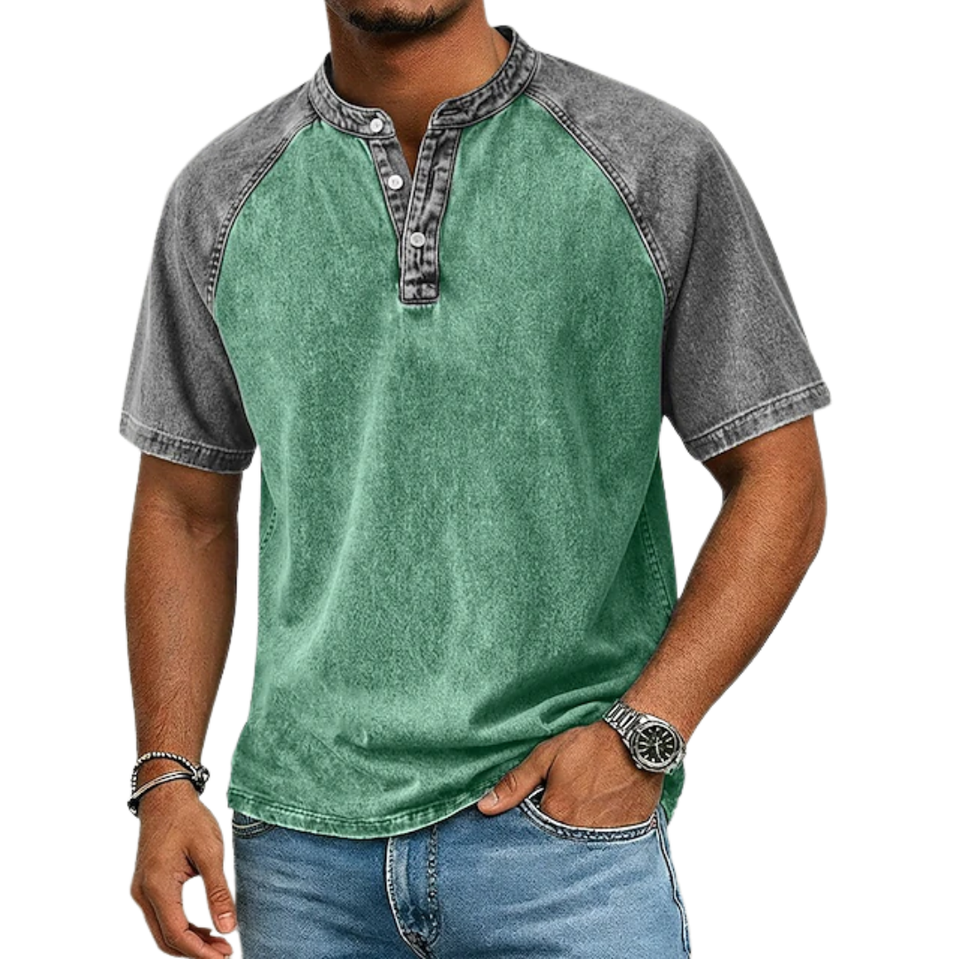 Tim - Vintage Two-Tone Henley Shirt