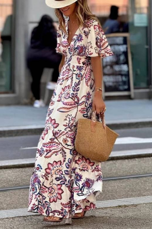 Joan  | Floral Print Puff Sleeve Maxi Dress