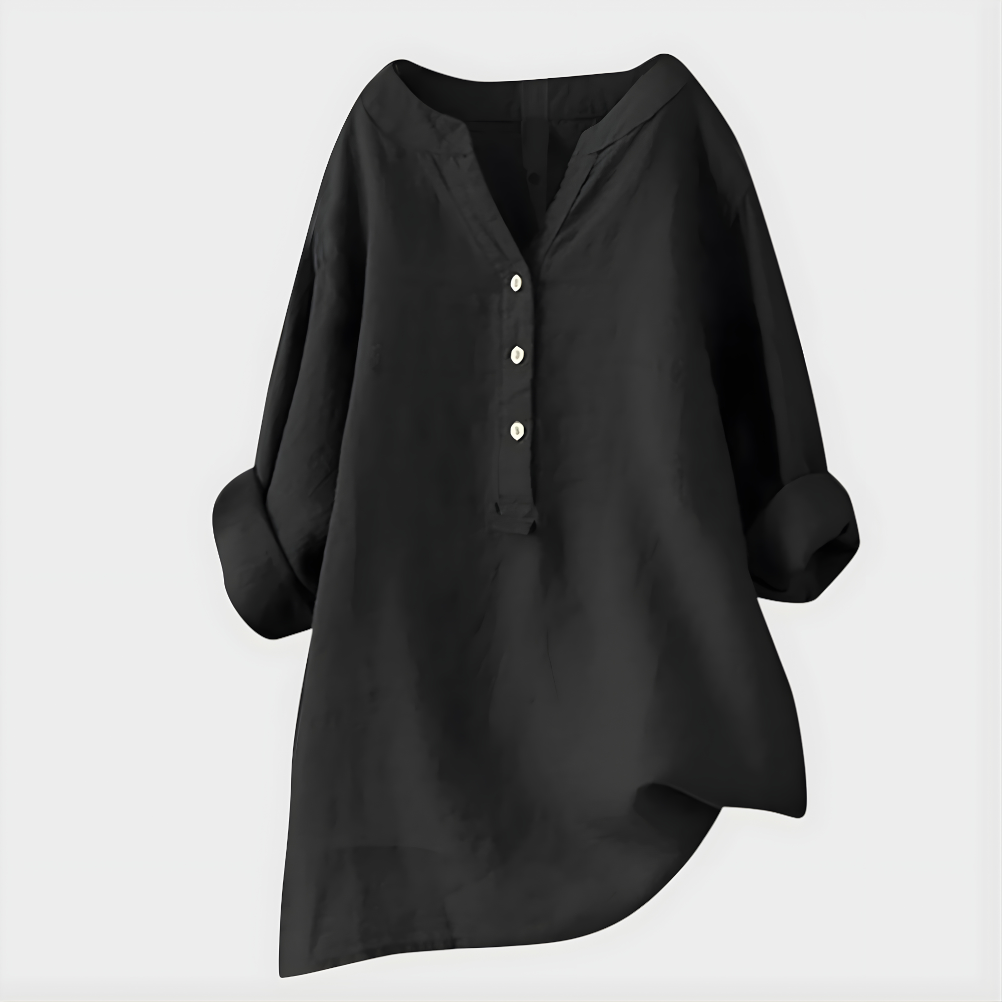 Nikki - Elegant Cotton-Linen V-Neck Blouse