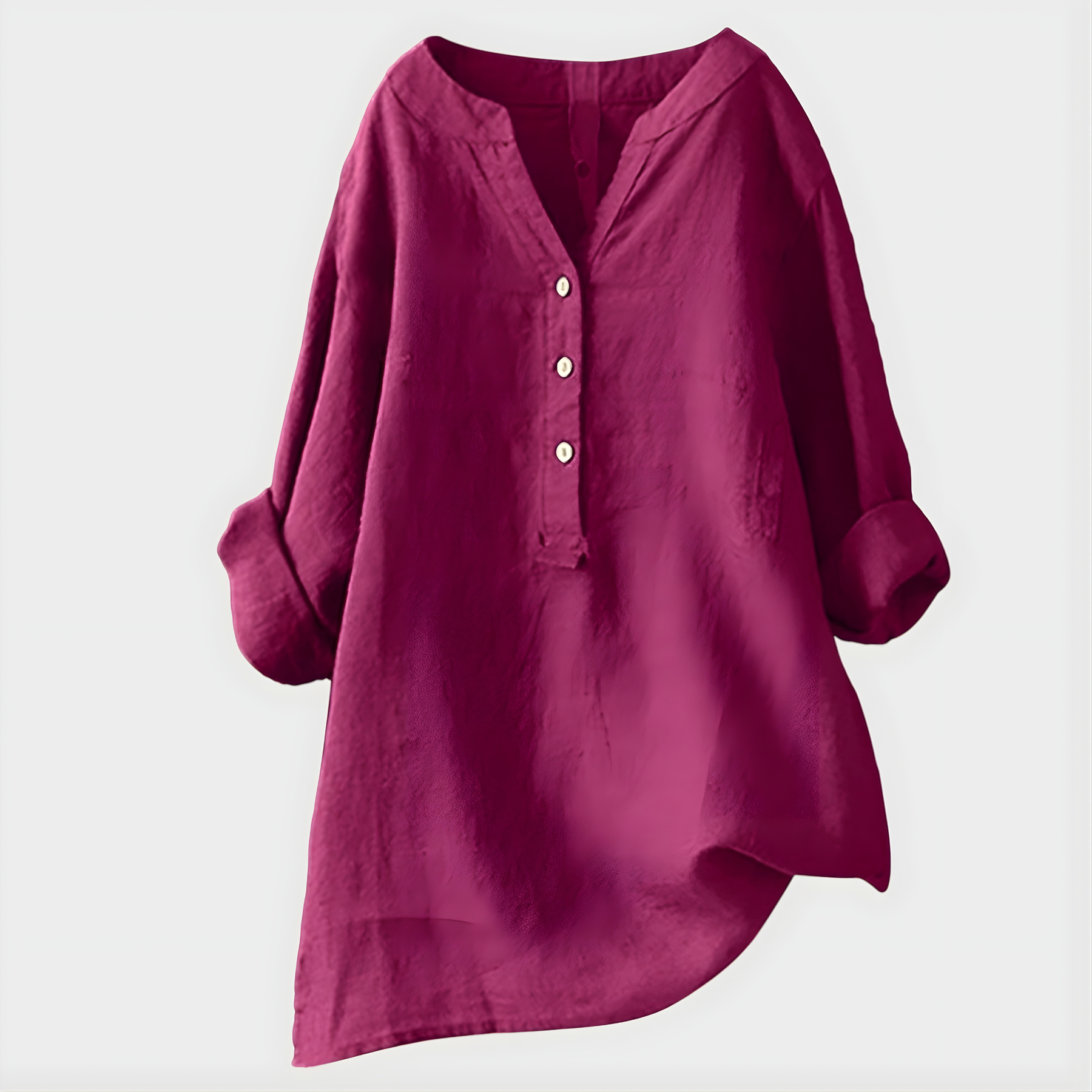 Nikki - Elegant Cotton-Linen V-Neck Blouse