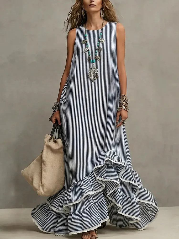 Grace  | Retro Ruffled Casual Maxi Dress