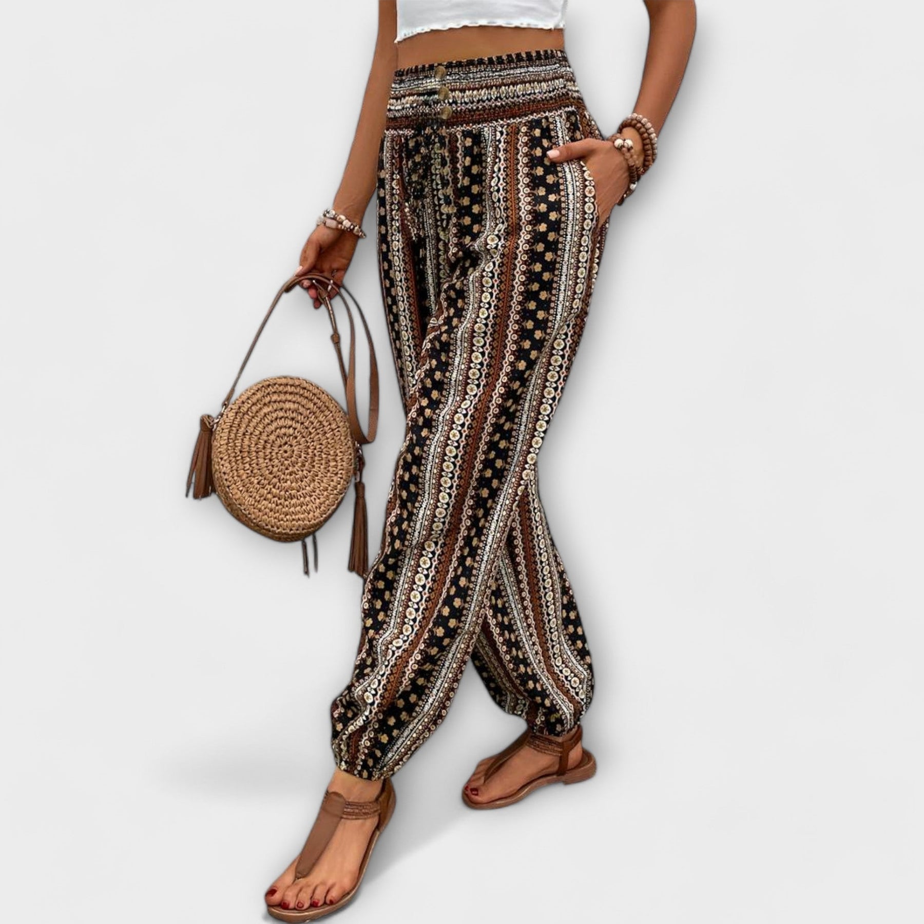 Scarlett - Pants with Ethnic Graphic