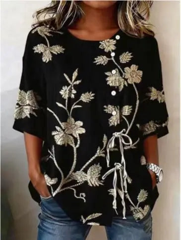 Catherine - Elegant Floral Embroidered Blouse