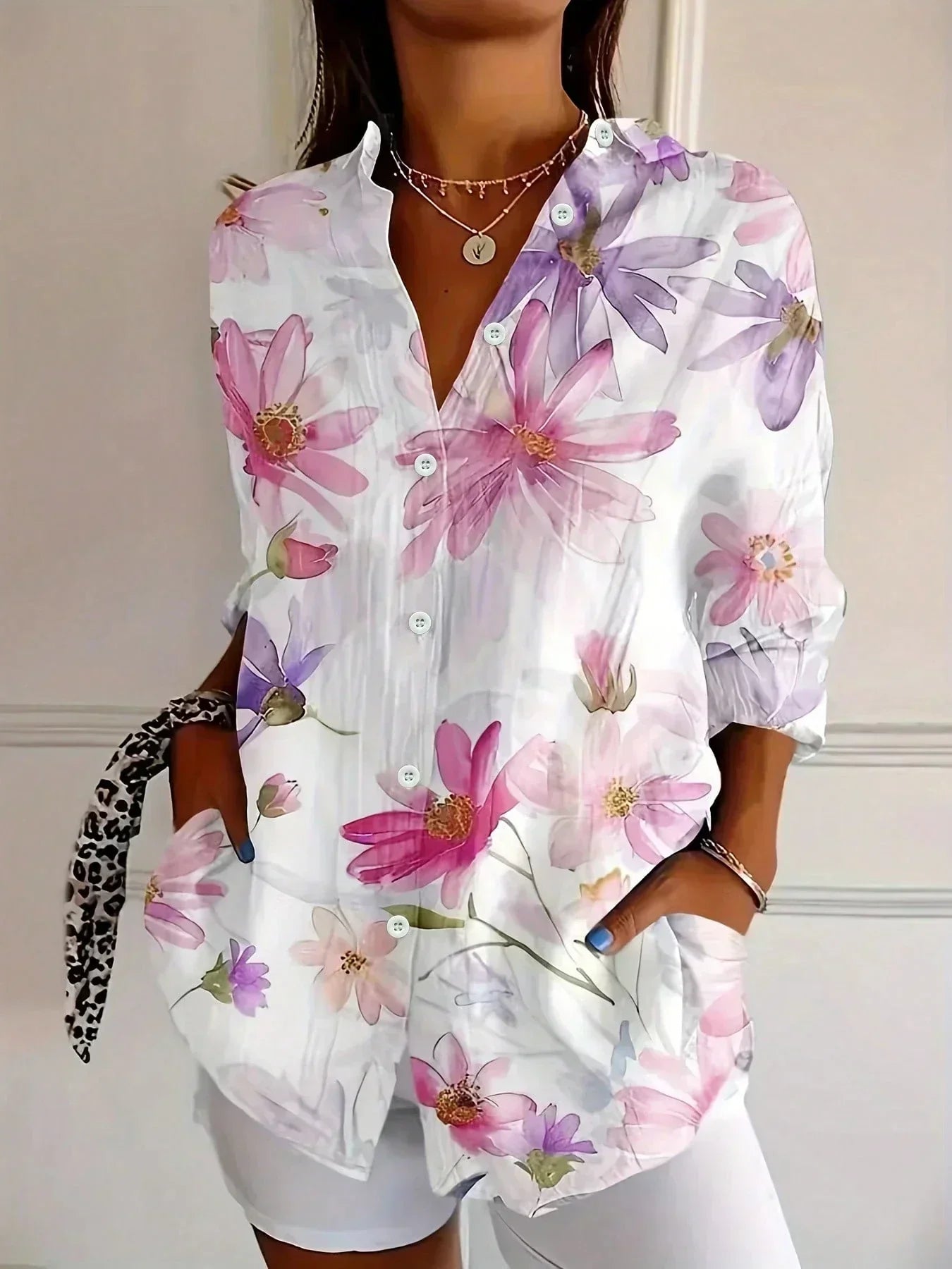 Asiah – Colorful Pattern Blouse with All-Day Comfort