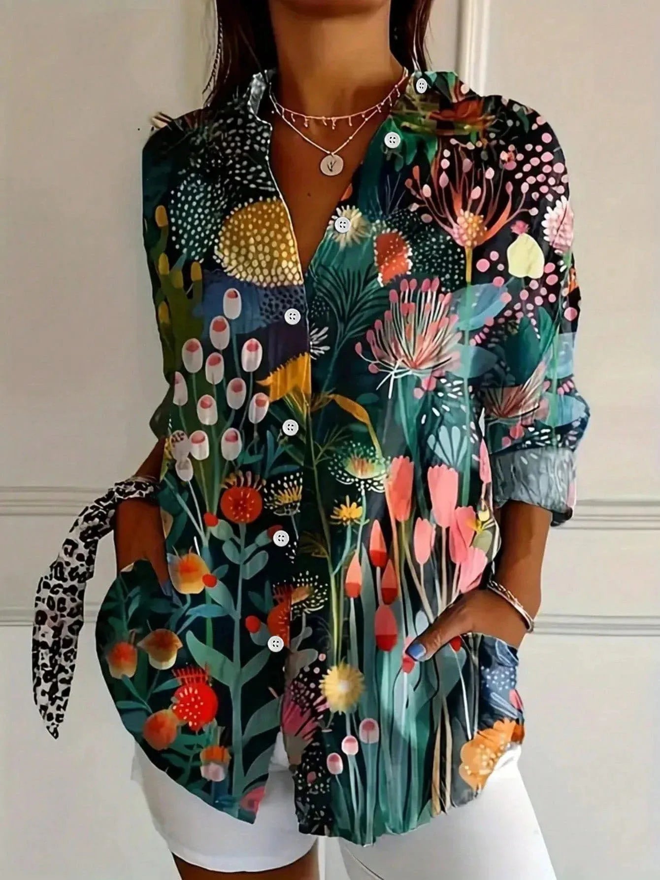 Asiah – Colorful Pattern Blouse with All-Day Comfort