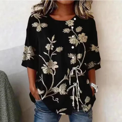 Catherine - Elegant Floral Embroidered Blouse