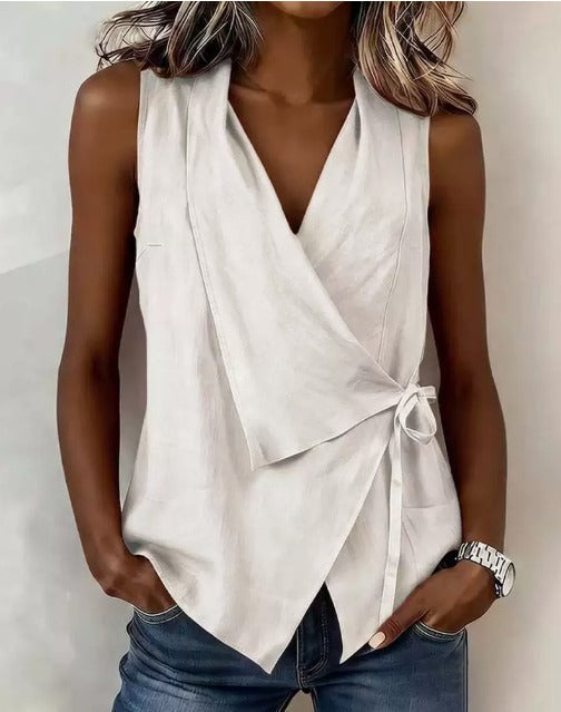 Sandy - Sleeveless Wrap Blouse