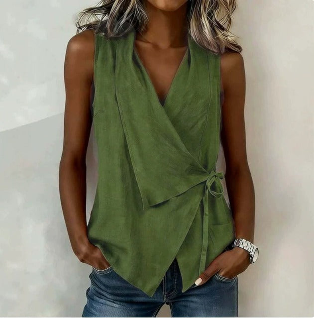Sandy - Sleeveless Wrap Blouse