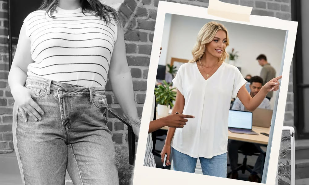 Diona - Structured Confidence V-Neck T-Shirt