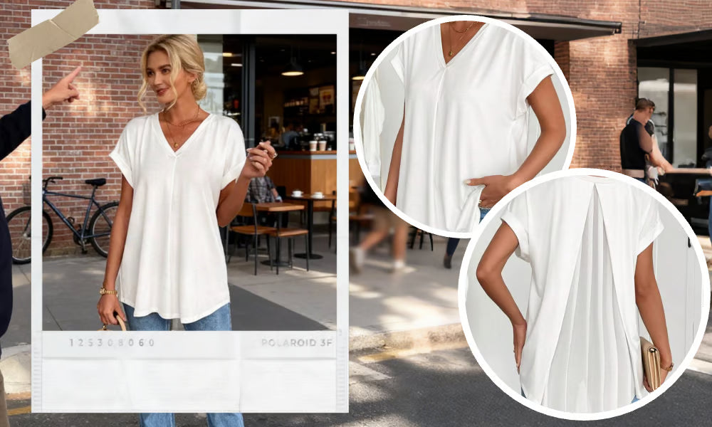 Diona - Structured Confidence V-Neck T-Shirt