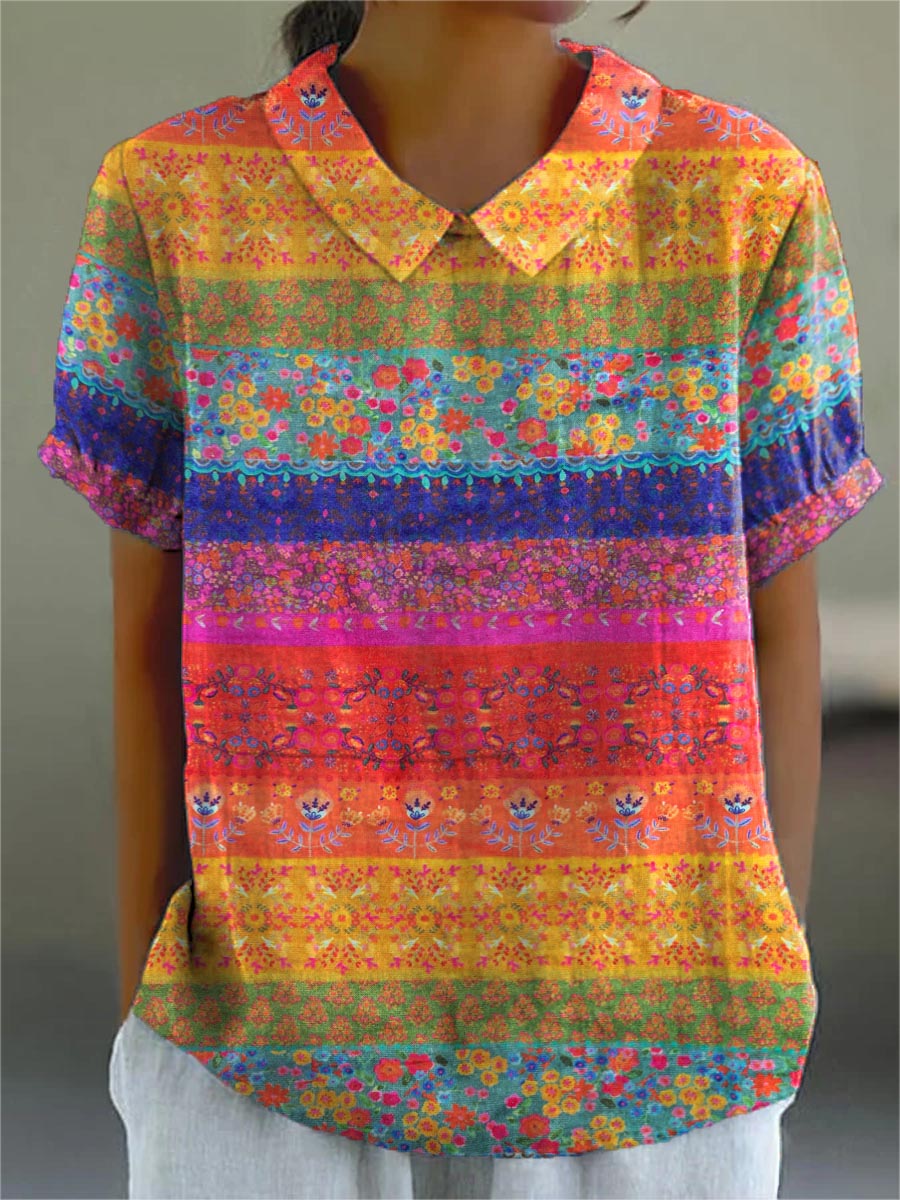 Maya | Floral Striped Shirt