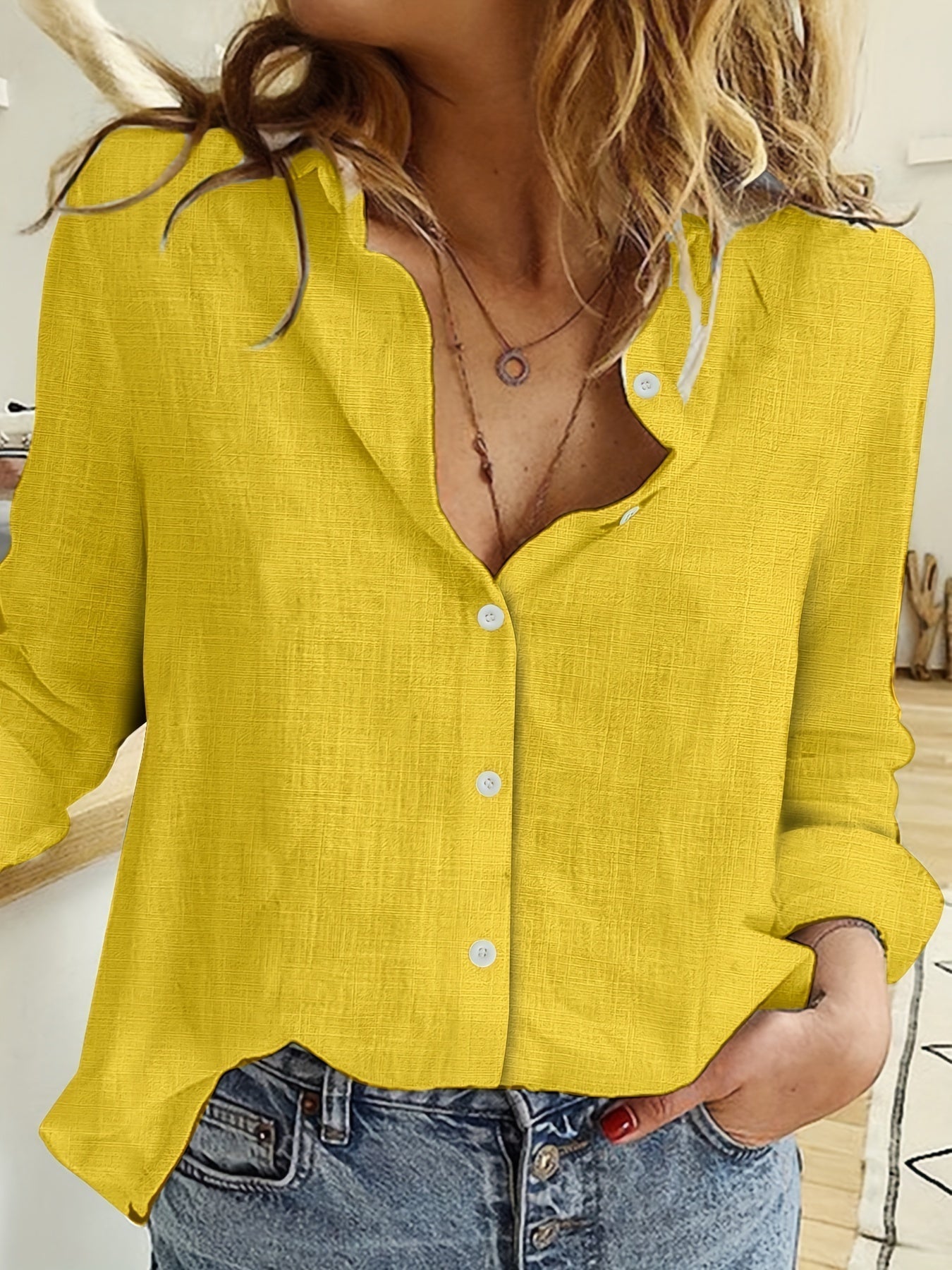 Eunize - Long Sleeve Elegant Blouse