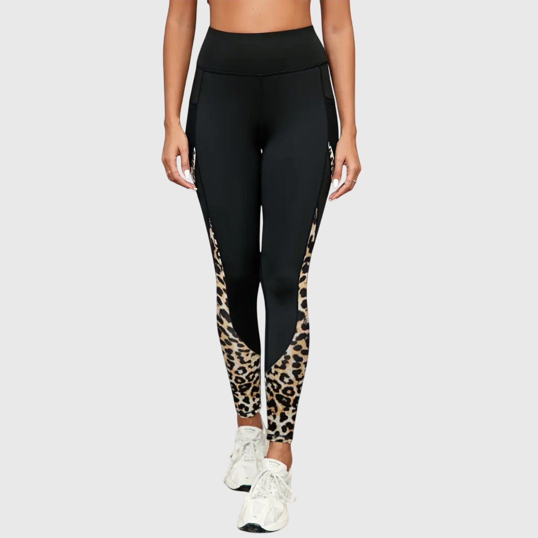 High-Waisted Leopard Print Training Pants