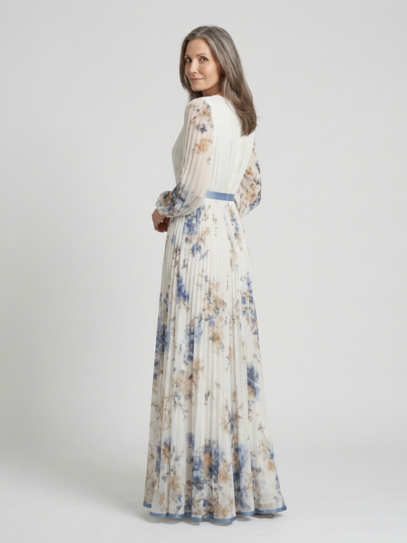 Violet & Grace™ | Long Sleeve V Neck Floral Maxi Dress