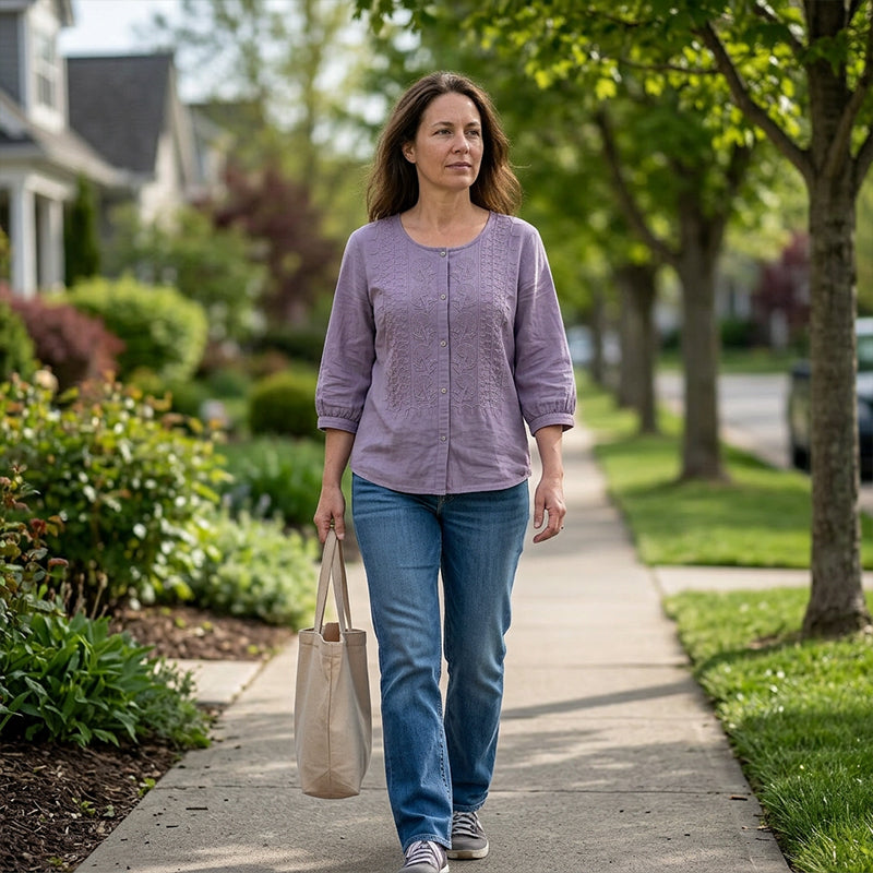 Lorrie - Embroidered Cotton and Linen Blouse
