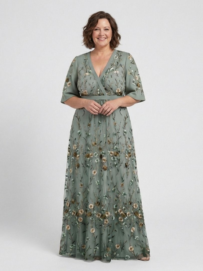 Violet & Grace™ | Floral V Neck Short Sleeve Maxi Dress