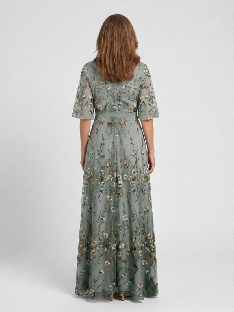 Violet & Grace™ | Floral V Neck Short Sleeve Maxi Dress