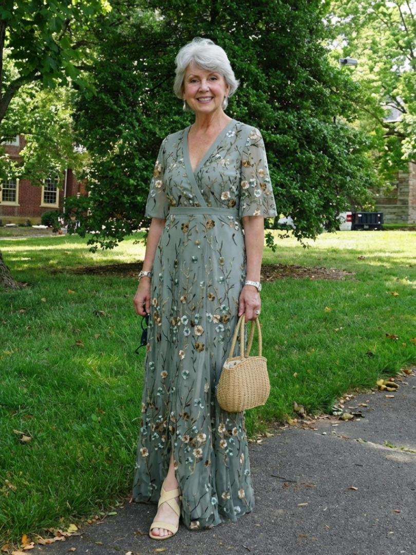 Violet & Grace™ | Floral V Neck Short Sleeve Maxi Dress