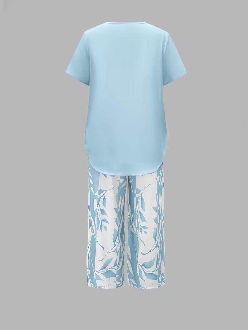 Arvessa™ | Casual Leaf Print Two-Piece Set