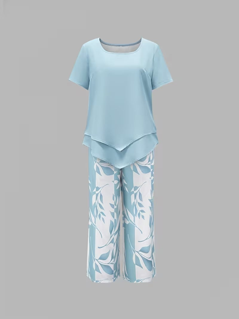 Arvessa™ | Casual Leaf Print Two-Piece Set