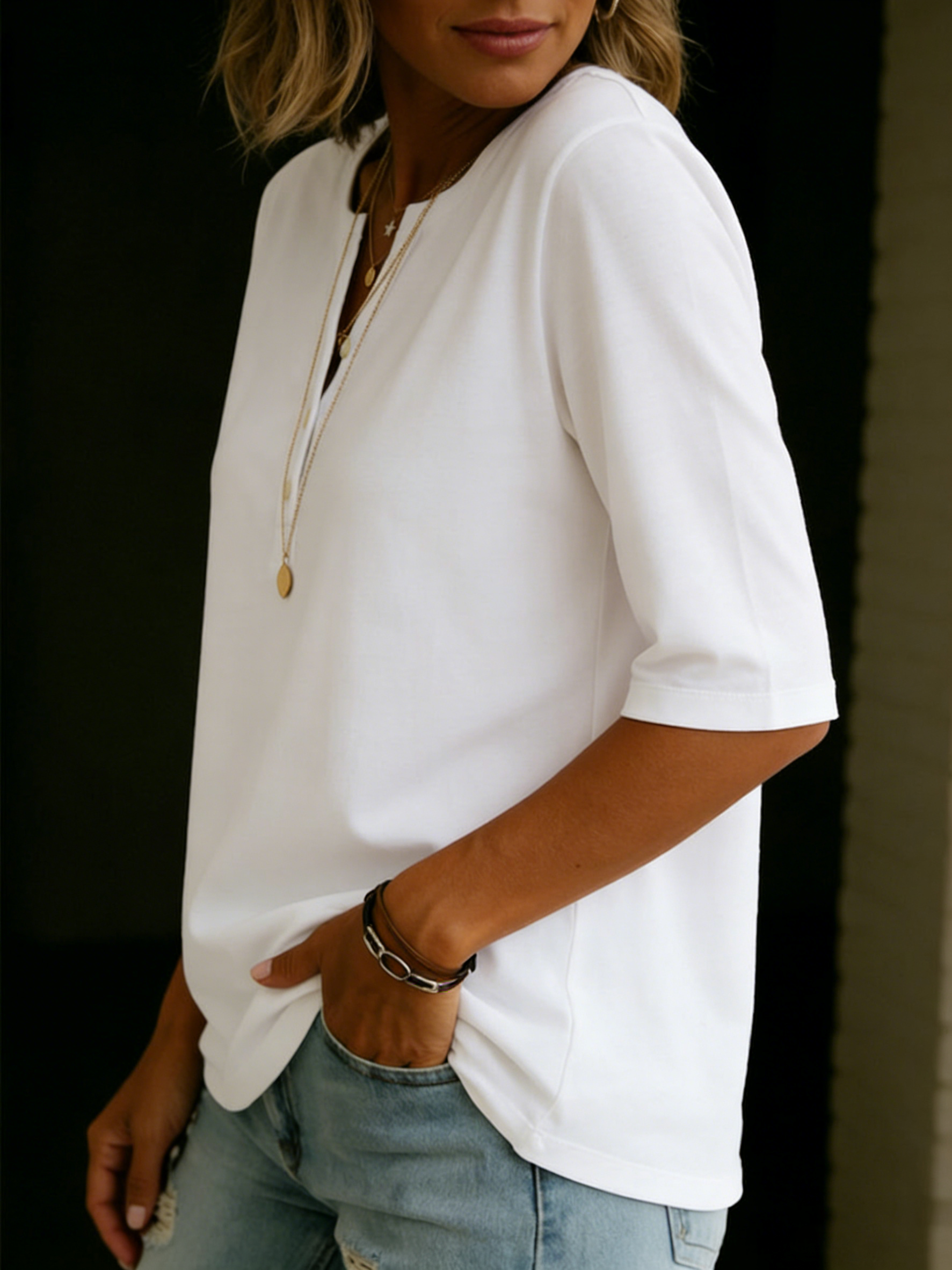 Daisy - Cotton Henley Everyday T-Shirt