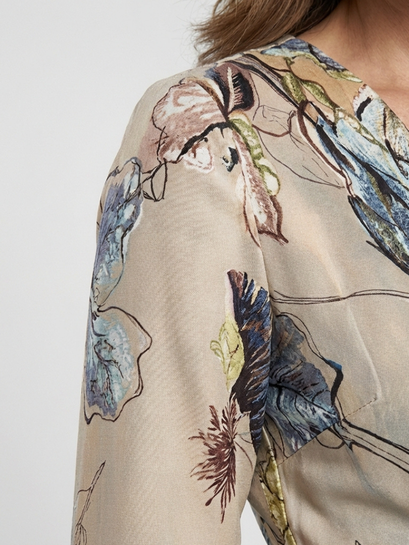 Margaret | Three Quarter Sleeve Floral Maxi Wrap Dress