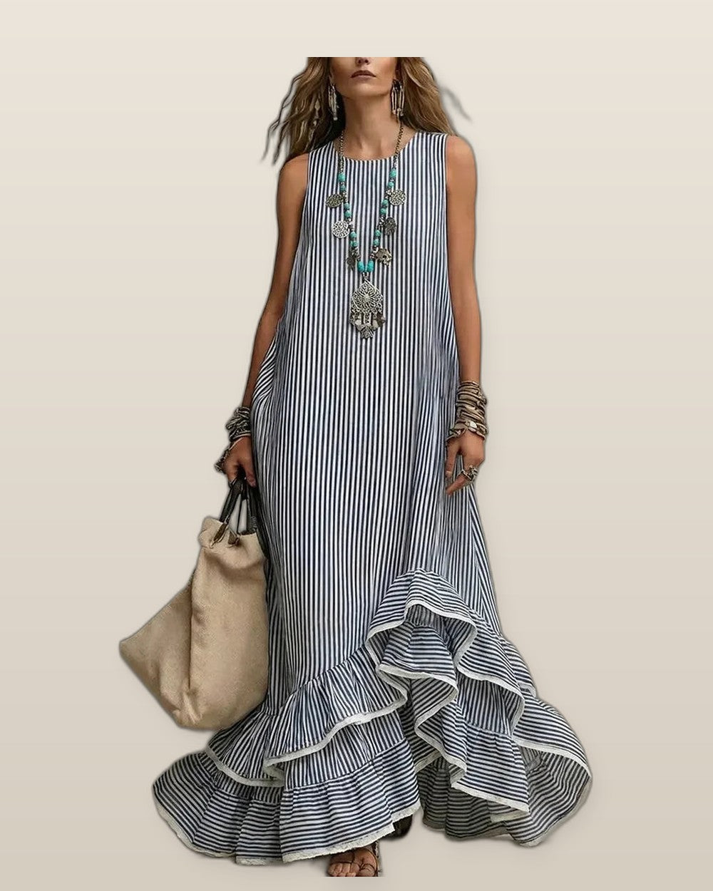 Grace  | Retro Ruffled Casual Maxi Dress